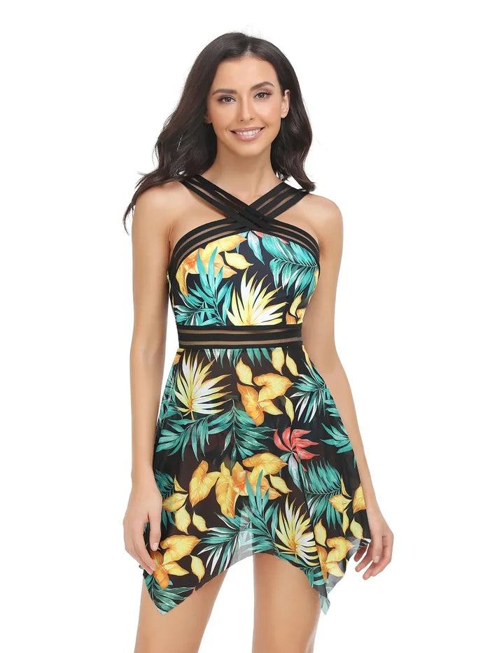 Cutout swimsuit set for women with a printed top and bottoms, displayed clearly for product selection for PrintOne1 shoppers.