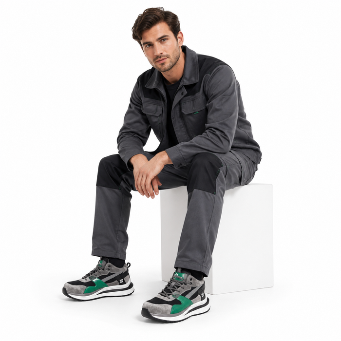 Unisex safety work shoe displayed at a three-quarter angle for online store catalog