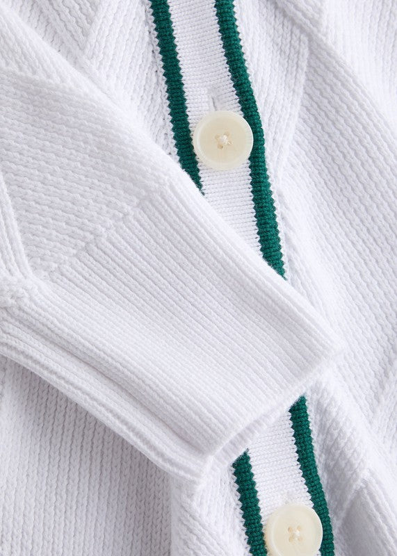 Varley Dorset Cardigan - White/Forest Green