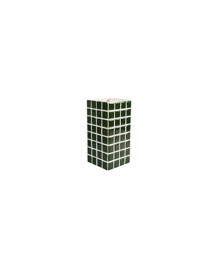 VASE TILE DARK GREEN