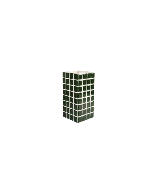 VASE TILE DARK GREEN