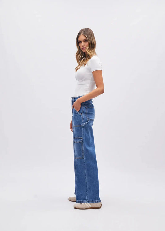 Veda Wide Leg Jean Medium Blue
