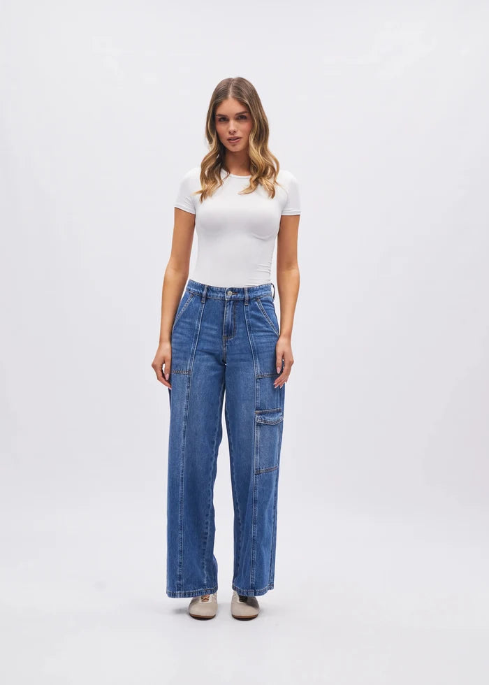 Veda Wide Leg Jean Medium Blue