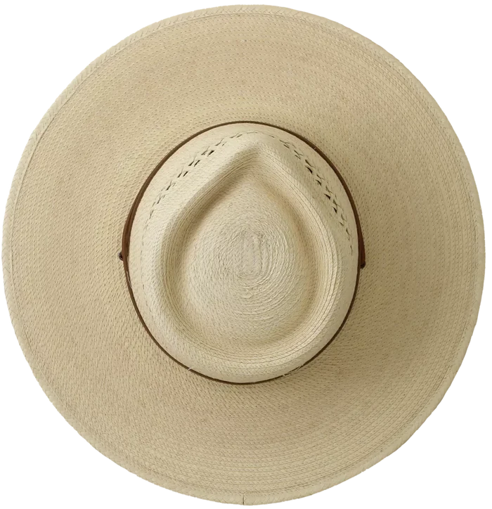 Vented Tear Drop Hat w/ Leather Stamped Strings (4" Brim)