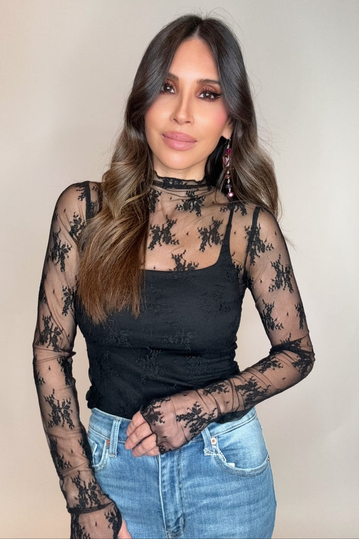 Style the Veveret Long Sleeve Mesh Top exclusively at Born To Glam
