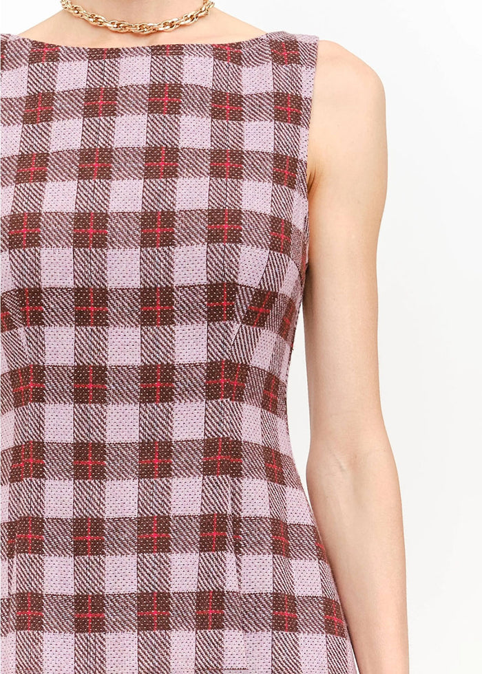 Victoria Plaid Mini Dress - Mauve