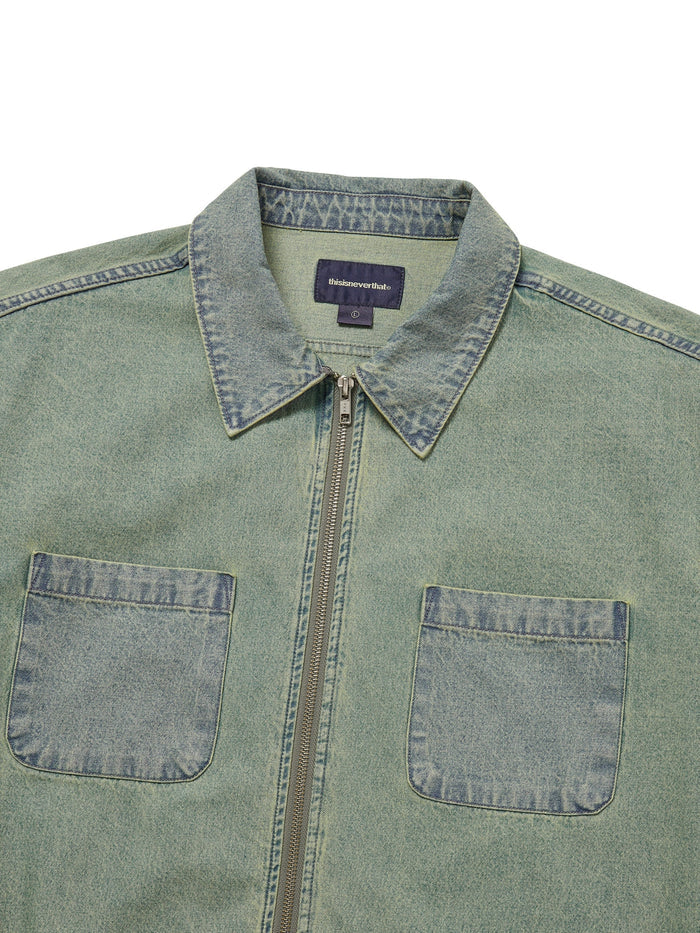 Washed Denim Zip Shirt