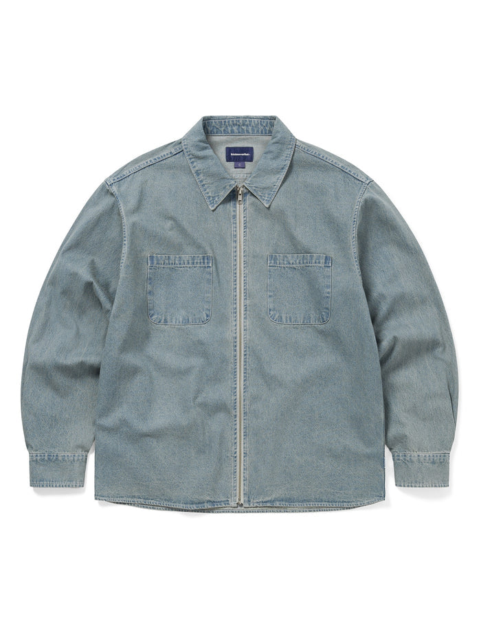 Washed Denim Zip Shirt