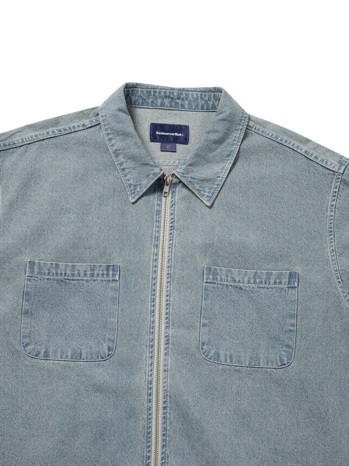 Washed Denim Zip Shirt