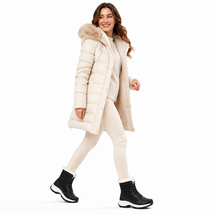 Non-slip snow boots for women with PU sole traction, warm inner lining, and comfortable round toe winter design for daily use