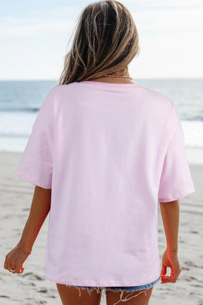 White Flag Bow Graphic Crewneck Tee - Tops/Tops & Tees