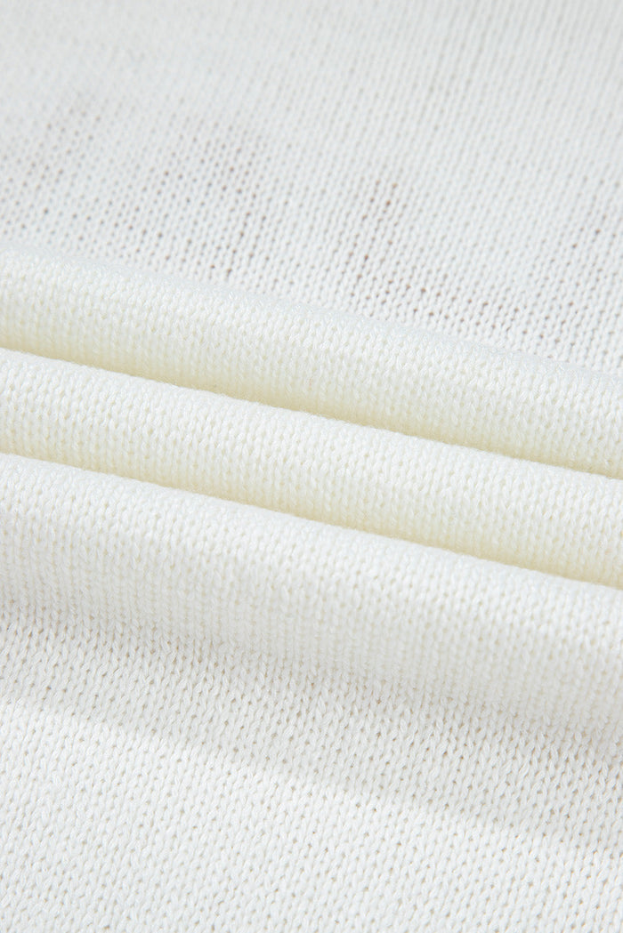 White Knit YEEHAW Stitch Edge Crew Neck Sweater T Shirt - Tops/Tops & Tees