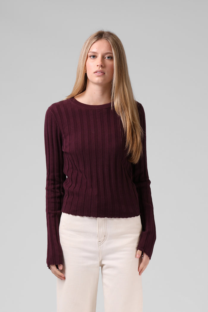 Wide Knit LS - Plum