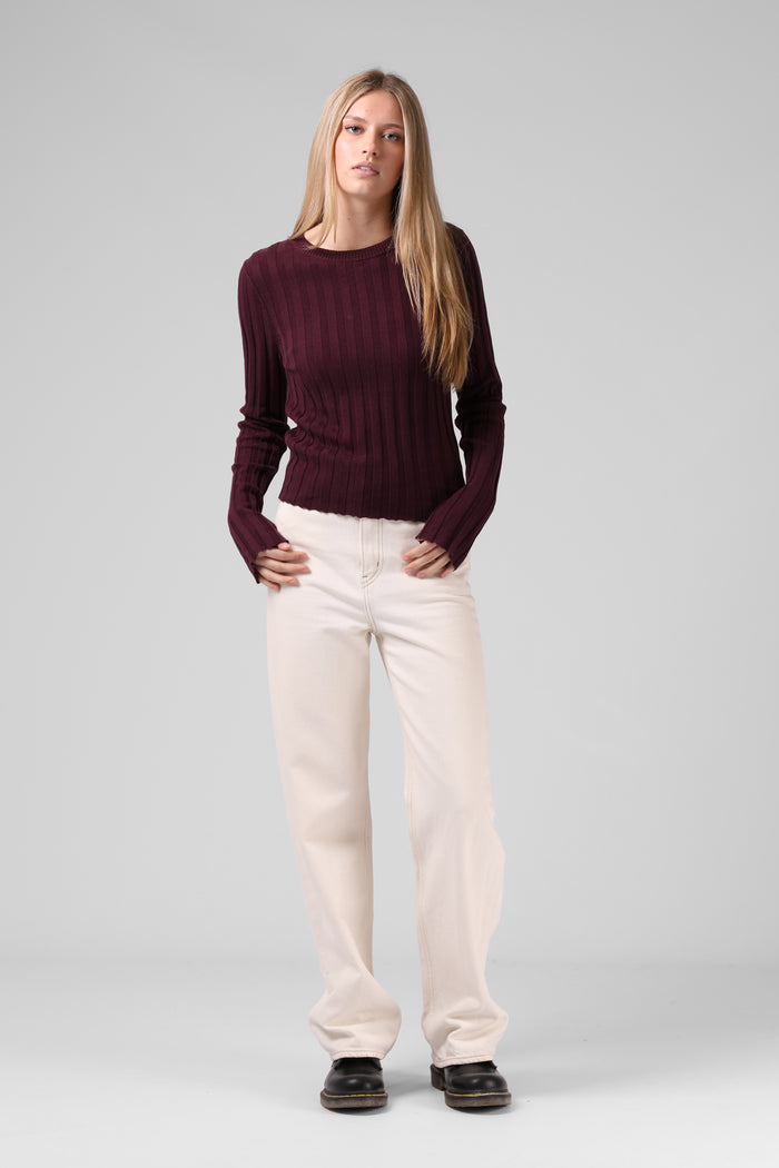Wide Knit LS - Plum