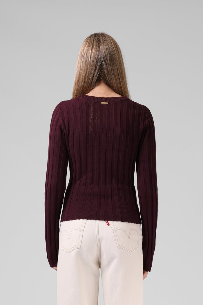 Wide Knit LS - Plum