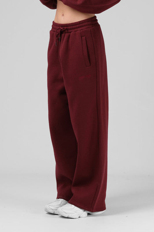 Wide Leg Track Pant - Red Wine
