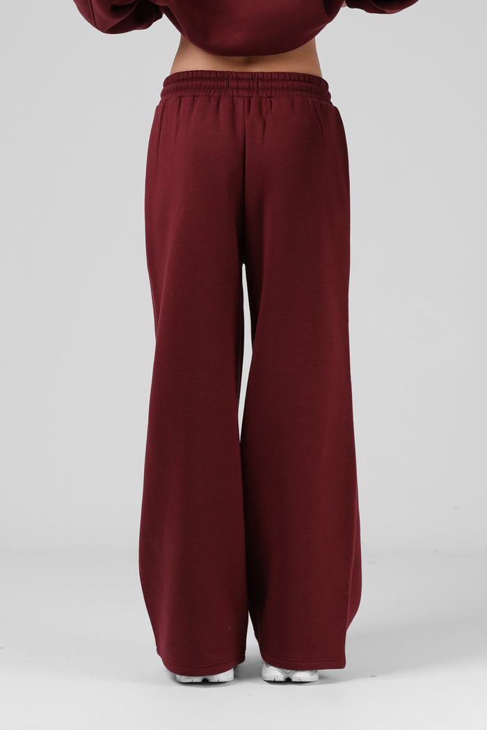 Wide Leg Track Pant - Red Wine
