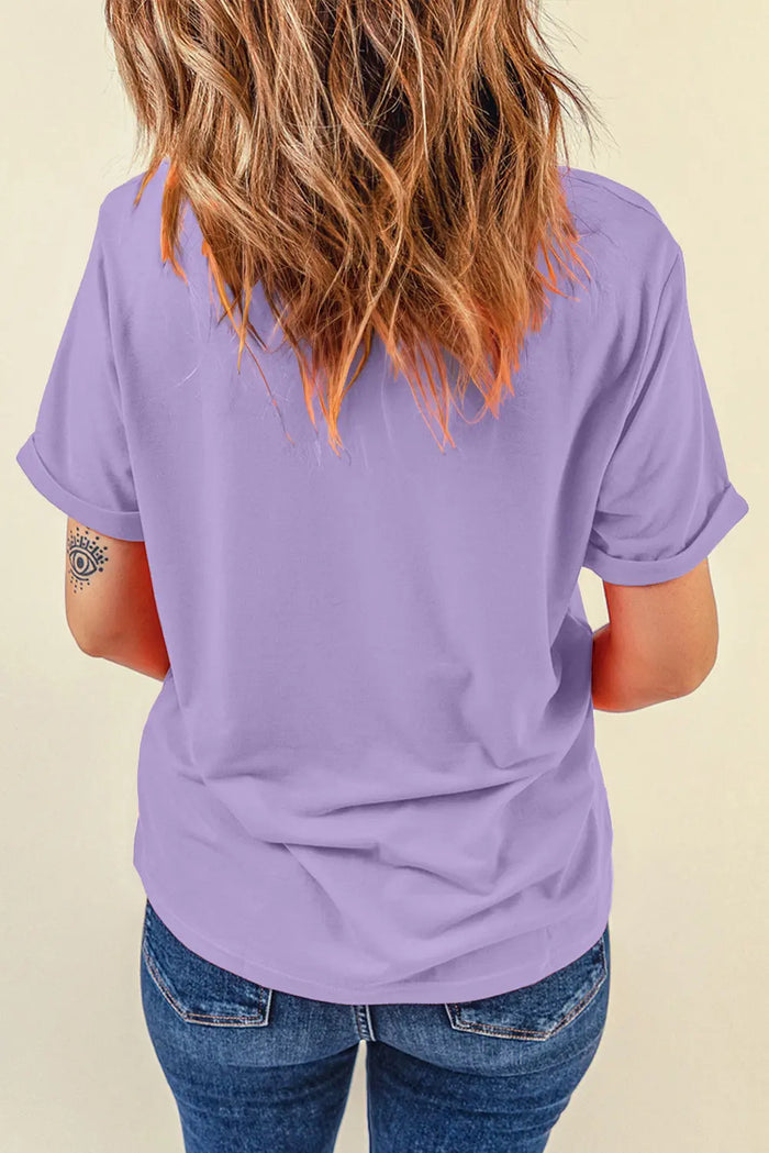 Wisteria Casual Plain Crew Neck Tee - Tops/Tops & Tees