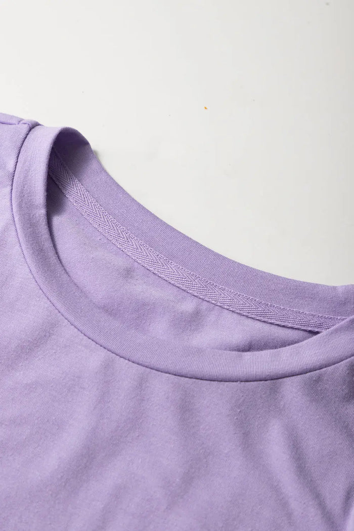 Wisteria Casual Plain Crew Neck Tee - Tops/Tops & Tees