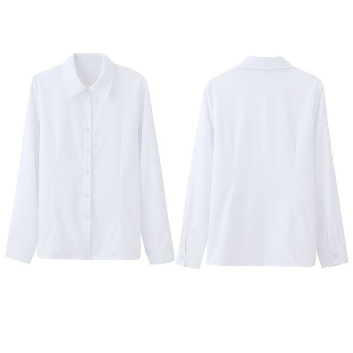 women button down shirt blue long sleeve polished everyday fashion