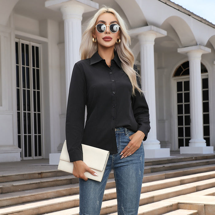 long sleeve women shirt elegant street style top with clean lines
