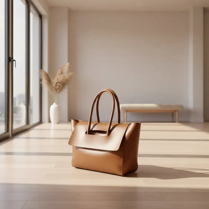 women shoulder bag close up of PU texture highlighting smooth finish and premium feel