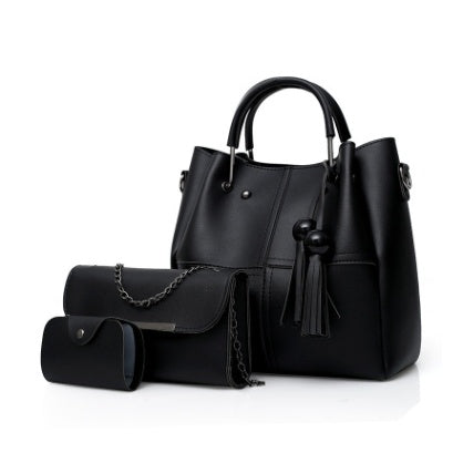 Women Three Piece Handbag Set Tassel PU Leather Luxury