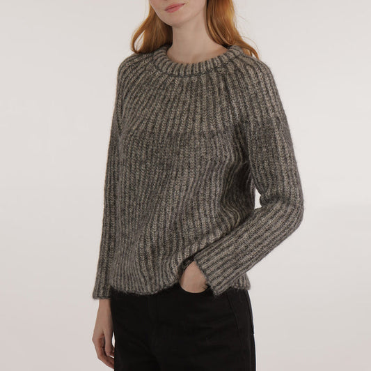 Women's Alpaca/Cotton Iris Rib Sweater - Grey/Anthracite