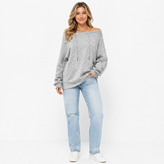 Women's blouse top with adjustable drawstring, soft hand feel, slight stretch and relaxed structure for easy everyday styling