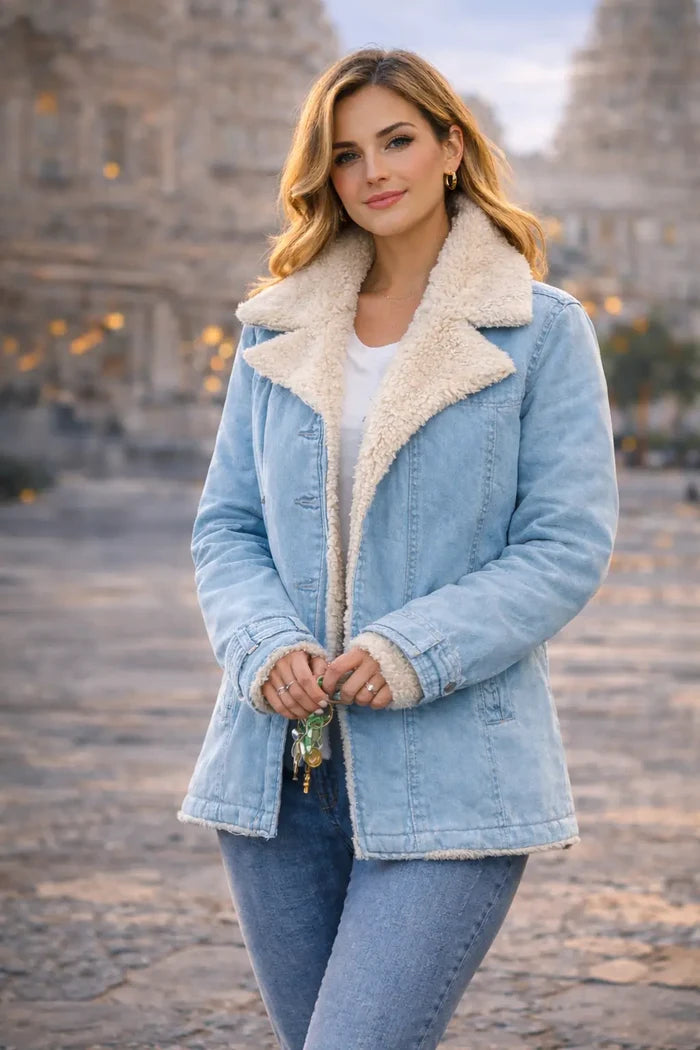 women fleece cotton padded jacket minimalist urban cold weather look