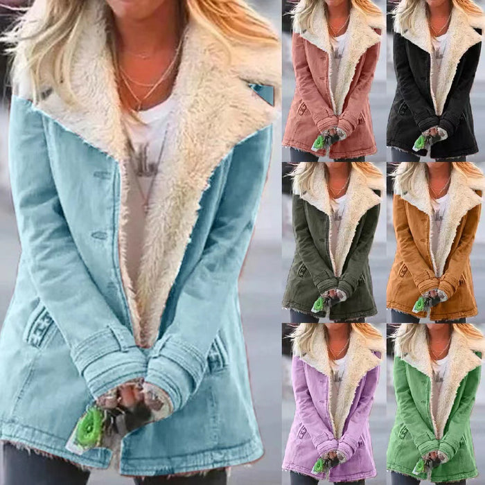 women fleece cotton padded jacket black modern silhouette