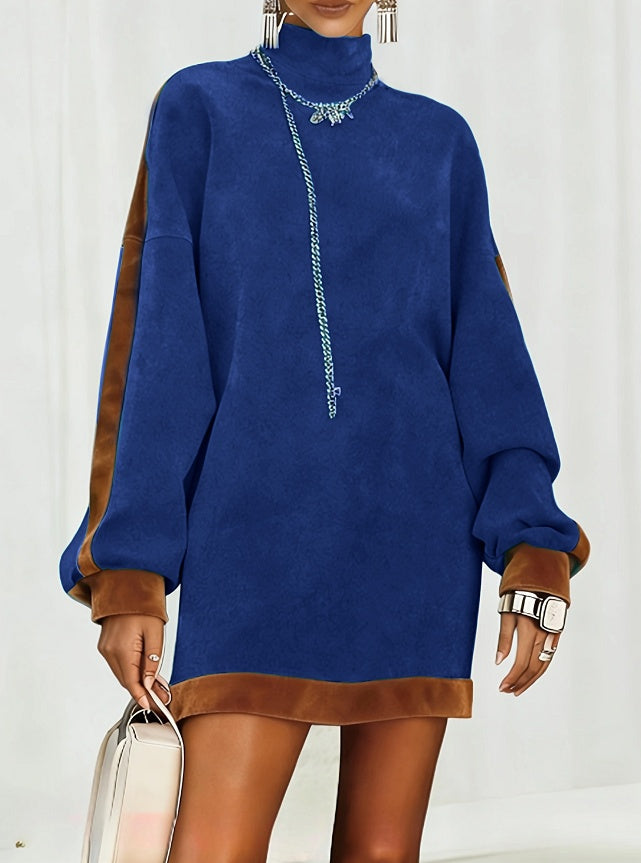 Casual velvet mini dress styled alone with accessories urban look