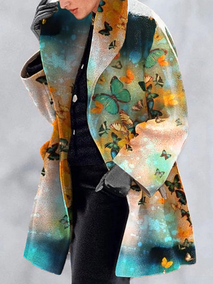 womens winter jackets cotton blend printed lapel coat oversized feel worn open with hoodie for travel