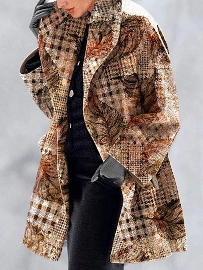 womens casual jackets printed lapel coat detail of sleeve cuff and seam finish for expensive looking vibe