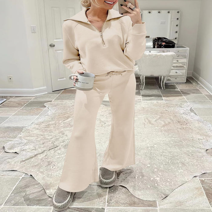 Leisure Sports Suit brown long sleeve tracksuit soft drape elegant athleisure street styling