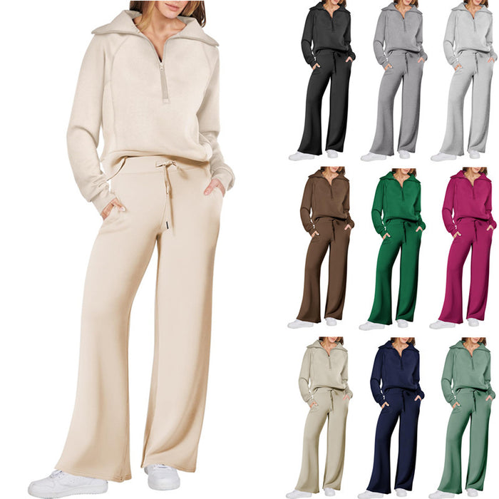 Leisure Sports Suit rose wide leg pants outfit feminine sporty aesthetic clean background