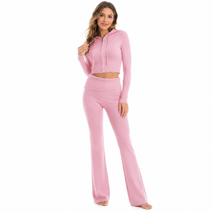 Women's loungewear set with high waist pants for comfortable off-duty styling