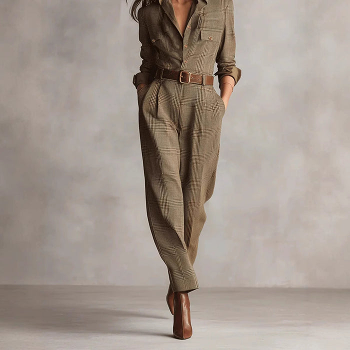 Women's Plaid Jumpsuit – Chic Spring & Autumn One-Piece