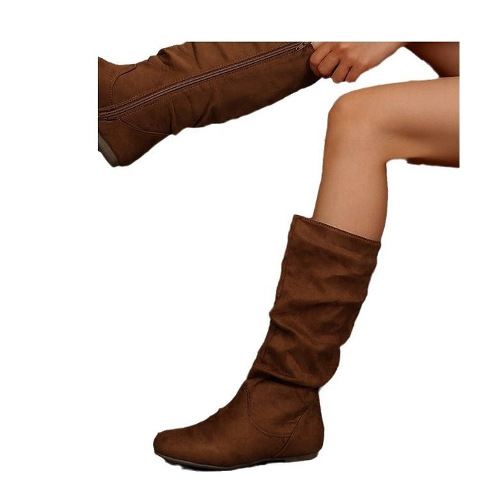 Plus size side zipper boots faux leather side zip boots look in black with hollow-out accent and rubber sole support