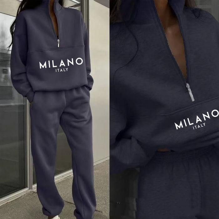 women wearing printed hoodie set running errands casual weekend outfit
