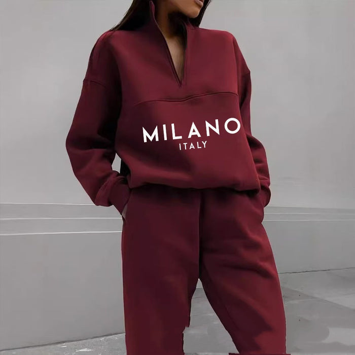 cozy printed hoodie jogger set for travel comfortable airport fashion"