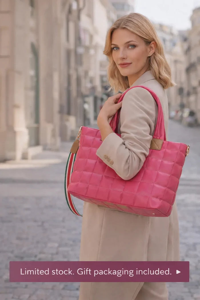 quilted tote bag rose padded texture close up premium look