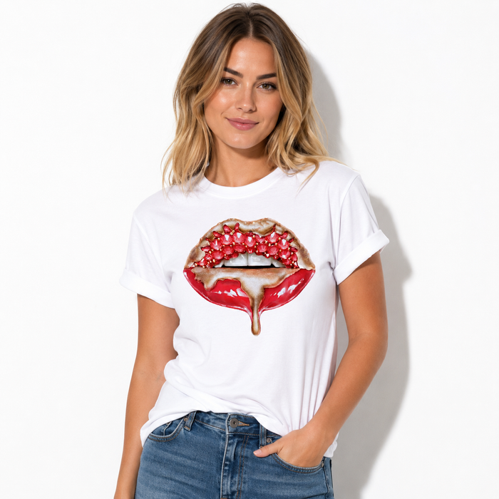 Women's Sequin T Shirt with Poker Spade Cotton Graphics