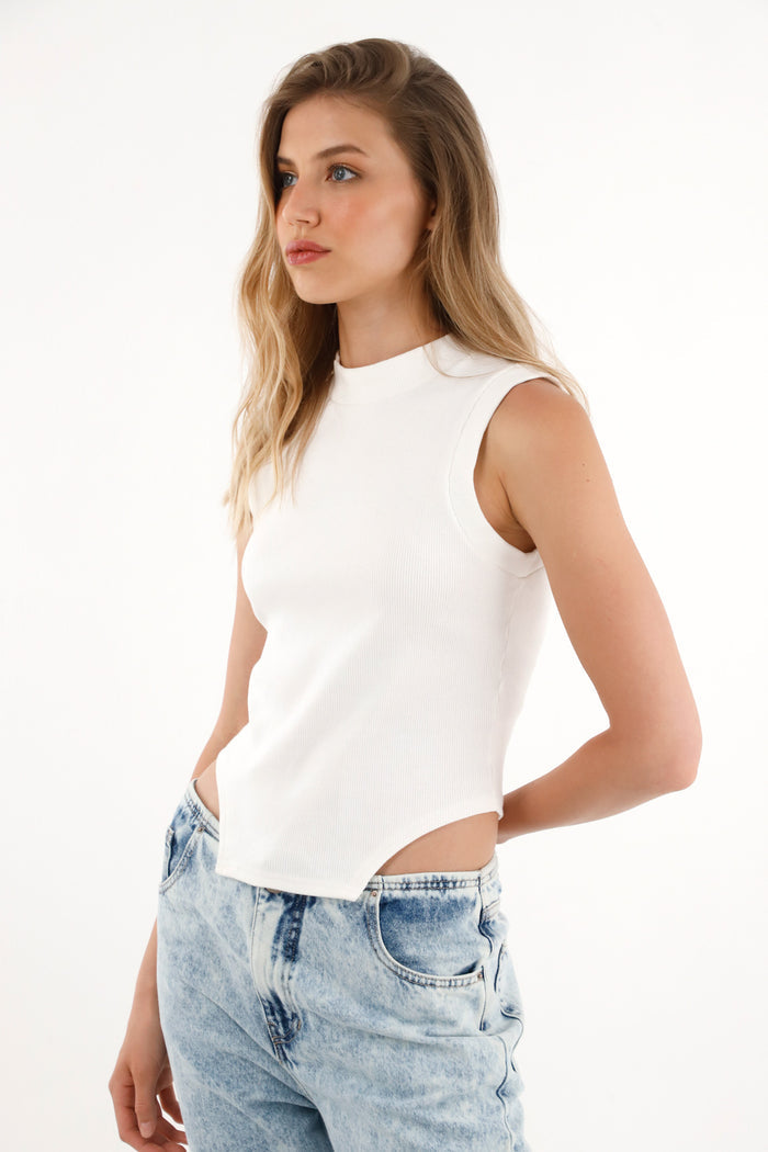 Womens Sleeveless Cream Top