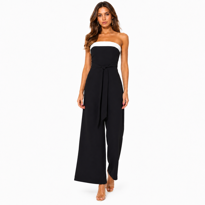Women's Strapless Wide-Leg Tube Jumpsuit product view 1, showing visible design and option details for key for review online.