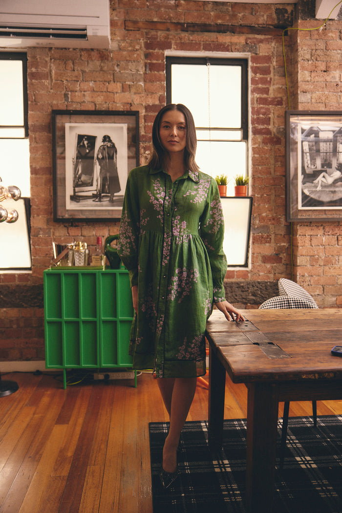 Wren Ramie Dress In Maple Print