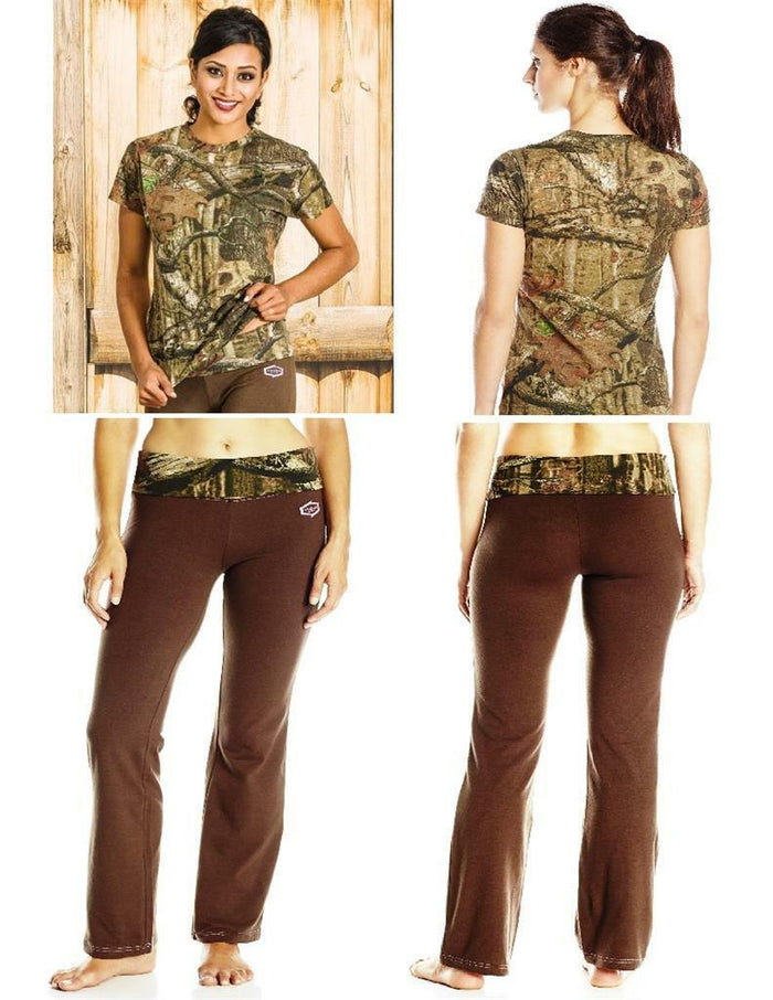 ❤️ XL Womens YUKON GEAR Mossy Oak LOUNGE PANT SET Camo Spandex Bell Bottom COMFY!