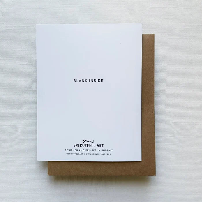 White You Me And The Trees Valentines Card with BLANK INSIDE resting on a brown envelope